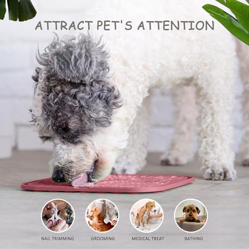 Image of ChefAide 2 Pack Lick Mat for Dogs,Upgraded 8.5x8.5 inches Licking Mats with Suction Cups,Slow Feeder Licking Pad for Anxiety Relief and Boredom Reducer,Suitable for Dog Training (Pink Berry)