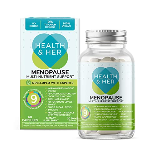 Health & Her Menopause Multi-Nutrient Support Supplement, Women's Hormone Balance Tablets, Supports Energy, Psychological Function, Hot Flashes, Vegan, Gluten-Free, Non-GMO (60 Count - 1 Month)