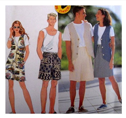 Patron de couture Simplicity 7568 short et gilet pour homme et femme tailles XS à M