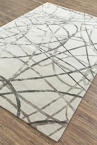 Image of Jaipur Rugs Wool & Viscose Handmade Hand Tufted Camouflage Lightweight Modern Living Room Carpet for Elegant Home Decor (2X3 Ft, Grey & Black)