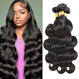 CSCHS Human Hair Bundles 12A Body Wave 100% Unprocessed Brazilian Virgin Hair Quick Weave Bundles - Natural Black, 16-20 Inch