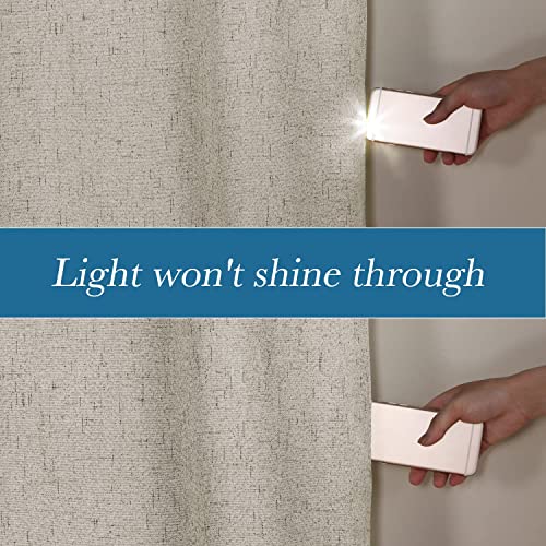 Image of H.VERSAILTEX Linen Blackout Curtains Durable Thick Textured Linen Look 100% Blackout Patio Door Curtain Anti Rust Grommet Extra Wide Sliding Door Curtain Panel, W100 x L96 inch - Stone