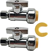 Vista 10 de HQMPC Válvula de parada angular, 1/2 pulgada Ptc x 1/2 pulgada sin compresión de plomo, válvula de agua de cierre de ángulo con clip de desconexión