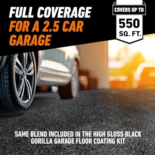 Gorilla Garage Floor Coating Decorative Flakes – Metallic Black Blend – Matches High-Gloss Black Kit – Hides Dirt & Imperfections – Use with Epoxy or Concrete Coatings – Covers up to 550 sq. ft. by GORILLA - Image 5