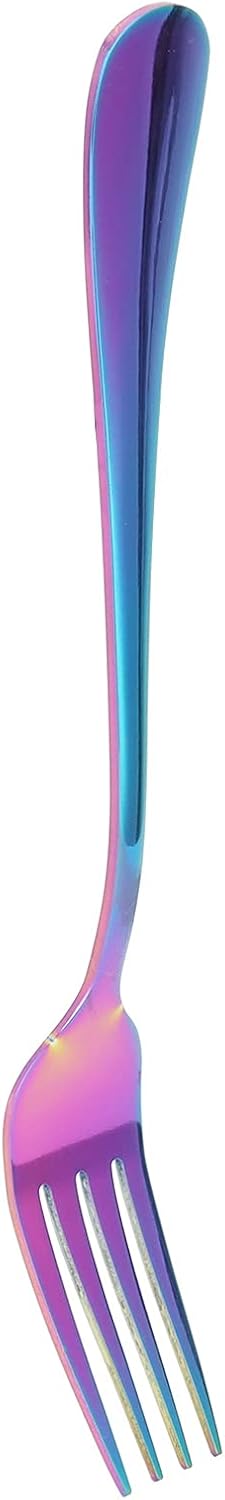 Stainless Steel Dinner Forks, Western Tableware Silverware Forks,Table Forks,Flatware Forks Use Round brink & Mirror Polished, Dishwasher Safe for Home, Kitchen, Restaurant (Rainbow)
