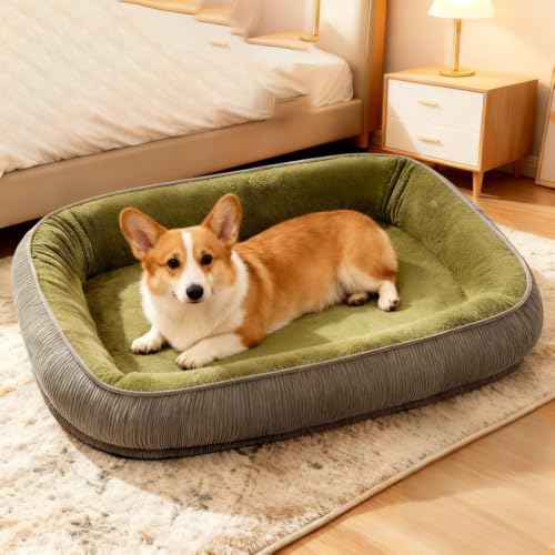 Cama para mascotas con soporte de espuma y almohada con borde elevado 3