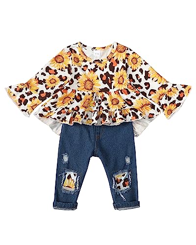 18 Months Girl Clothes Toddler Girl Outfits Sunflower Long Sleeve ...