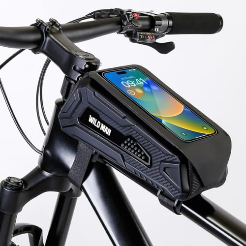 Sac de cadre de vélo étanche noir pour smartphone jusqu'à 6.8 pouces