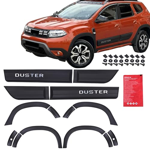INLY 14 Pezzi Passaruota Protezione per paraurti Parafanghi e protezione veicolo Strisce di Protezione per laterale Protezione veicolo carrozzeria Kit NERO ABS compatibile con Dacia Duster (2018-2024)
