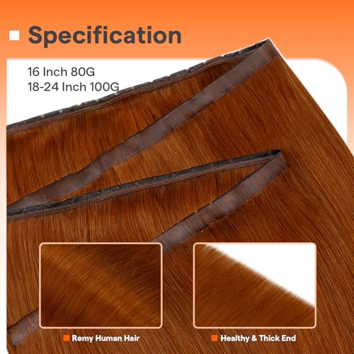 Image of Full Shine Butterfly Weft Hair Extensions 22 Inch Copper 100g Full Coverage | Seamless Blend, Thin Double Side Weft, Professional Women Seeking Natural Volume, Date Night Look, Micro Beads Installation