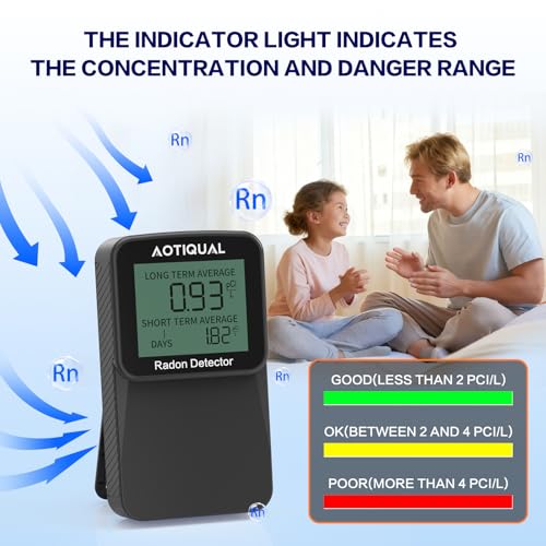 Digital Radon Detector LCD Display Dual USB Battery Power Options 3 Year Battery Life 10 Year Sensor Lifespan Accurate pCiL Concentration Detection for Home and Office Use - Image 4