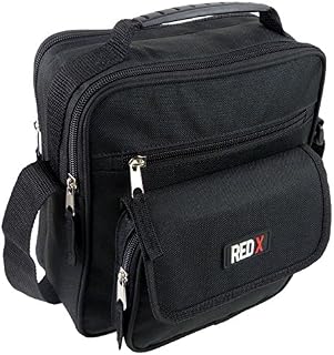 Black Medium Mens Ladies Canvas Cross Body Messenger Bag by RED X Utility Travel Work