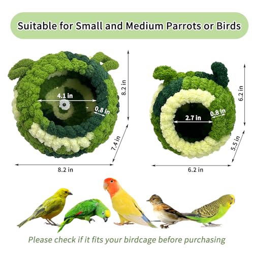 Image of Hamiledyi Bird Nest Warm Snuggle Hut Bird Bed Fluffy Bird Sleeping Bed Parrot Nest Hammock Bird Shed Hut House Plush Snuggle Bird Hammock for Parakeets Cockatiels Conures Lovebirds (Medium)