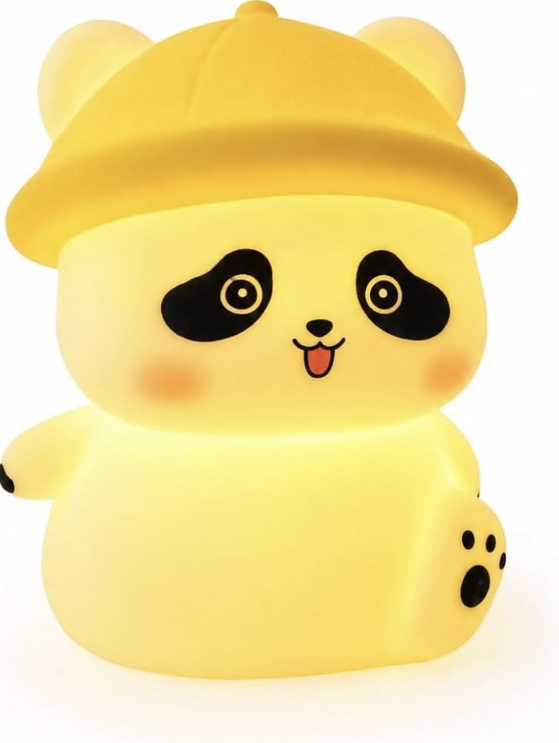 Cute Panda with cap Silicone LED Night Light for Kids, Soft Squishy Nursery Lamp with Warm White Glow, Portable Bedside Sleep Light, ON/OFF Switch, BPA Free, Gift for Boys & Girls (Pack of 1)-image-39