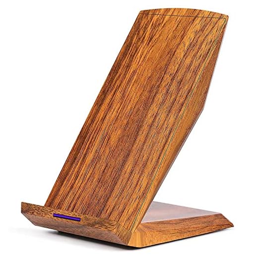 GreatCool Trådlös laddare med träfiber Qi 10 W snabbladdningsstativ kompatibelt med Apple iPhone XS Max Xr X 8 Plus, Samsung Galaxy S9 Plus S8 Plus S7 S6 Edge Note 9, HUAWEI Mate 20 Pro och mer