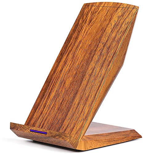 GreatCool Chargeur sans Fil à Grain de Bois avec 2 bobines,Chargeur inductif qi sans Fil,Station de Charge Rapide,Chargeur à Induction 10W 5W pour iPhone...
