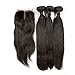 Produktbild BLISSHAIR Haarverlängerung 3 Bundles Weave Mit Lace Closure, Brasilien Virgin Haare Straight Echthaar (8 8 8+8 Inch)