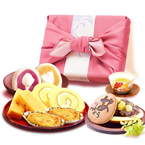 誕生日プレゼント おいもやどら焼き ギフトセット お祝い お菓子 の プレゼント 内祝い (ピンク色風呂敷)