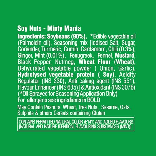 Image of Minty Mania Flavor | Roasty Tasty Roasted SOY Nuts Snacks | High Protein, Weight Loss Support, Ready-to-Eat Delight | Zero Cholesterol, Gluten-Free | Healthy and Tasty Roasted Namkeen Snacks (150g)