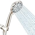 High Pressure Handheld Shower Head VMASSTONE 7-Spray Setting Showerhead Kit with 59" Stainless Steel Hose and Adjustable Mount for Showering Enjoyment Even at Low Water Flow (HM-002 Brushed Nickel)