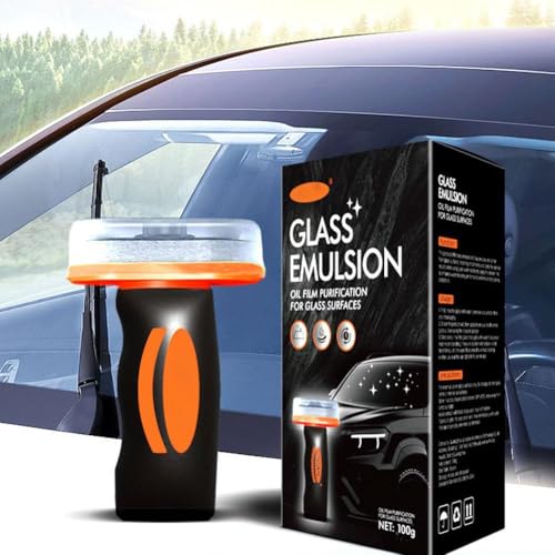 2026 Q4 Glass Guard, Glass Emulsion Car Oil Film Cleaner, Automotive Oil Film Cleaning Brush Glasss Compound Roll On, Windshield Cleaner Tool for Clear Visibility, All Type of Vehicles (1set)