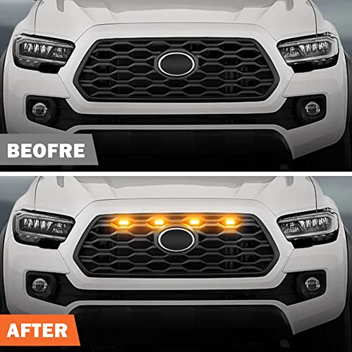 Seven Sparta Upgraded Grill Led Lights 4 Pcs Compatible With Toyota Tacoma 2020-2022 Oem Grill Of Off Road & Sport/Aftermarket Replacement Grille Led Light With Two Fuse #TOP1