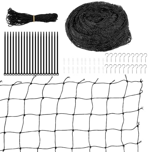 HJJWNDDNG Cat Netting Balcony 10×13ft Steel Wire Reinforced Netting Weather-Resistant Anti-Fall Balcony Screen for Pets, Fence Cat Safety Net for Window Stair Balcony Protection (Black, 1Pcs)