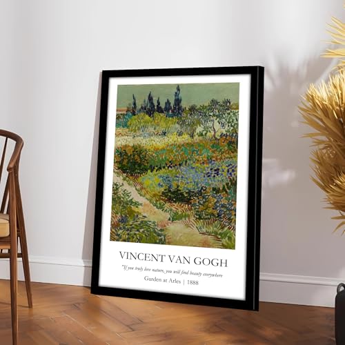 Image of Waltractive Vincent Van Gogh Paintings Framed Poster with Beautiful Quotes - Available in 33x22 and 48x33 CM - Classic Art Poster with sleek Black Frame - Elegant Home and Office Decor (Garen at Arles, 9x13 Inch, Framed)