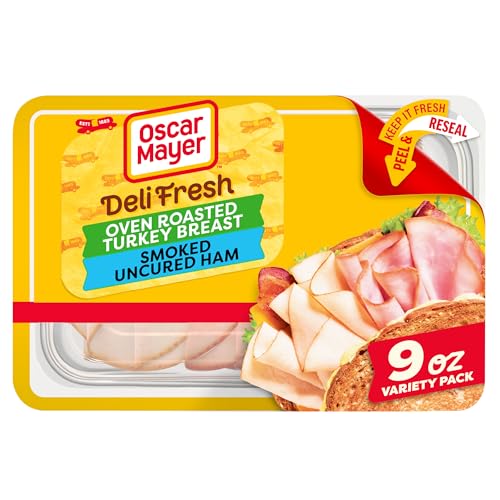 Oscar Mayer Deli Fresh Oven Roasted Turkey Breast & Smoked Uncured Ham Sliced Lunch Meat Variety Pack, 9 oz. Tray