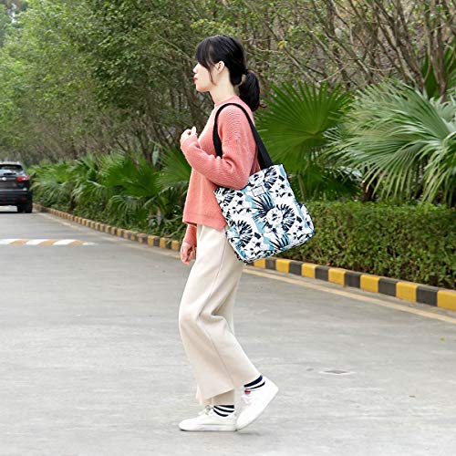 Image of KAMO Floral Tote Bag - Waterproof Lightweight Handbags Travel Shoulder Bag for Hiking Yoga Gym Swimming Travel Beach