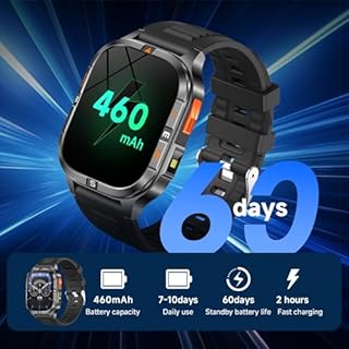 Military GPS Smart Watch for Men with Compass/Flashlight, 2.01" HD Screen smart watch with Voice Assistant/Bluetooth Calling, Smartwatch for Android&iOS, Activity Tracker Multiple Sport Modes (Black)