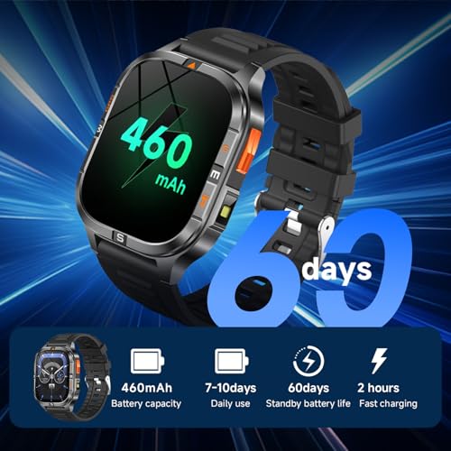 Image of Military Smart Watches for Men with GPS /Compass /Altitude /Flashlight,2.01 inch HD Screen,Voice Assistant,Answer /Make Calls,Smart watch for Android iOS,Heart Rate Sleep Monitor,Smartwatch 120+ Sport Modes