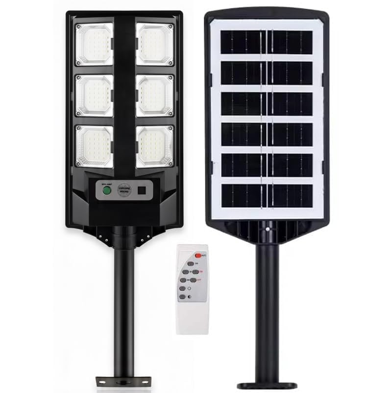 Image of SHOPOGENIX Solar Powered Street Light Outdoor | Ultra Bright LED Security Lamp with Motion Sensor | Auto Dusk to Dawn Waterproof Solar Light for Driveway, Backyard, Garden (6 Grid Led-FBA)