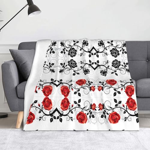 Couverture flanelle imprime fleuri jetee de lit legere haut de gamme - 2