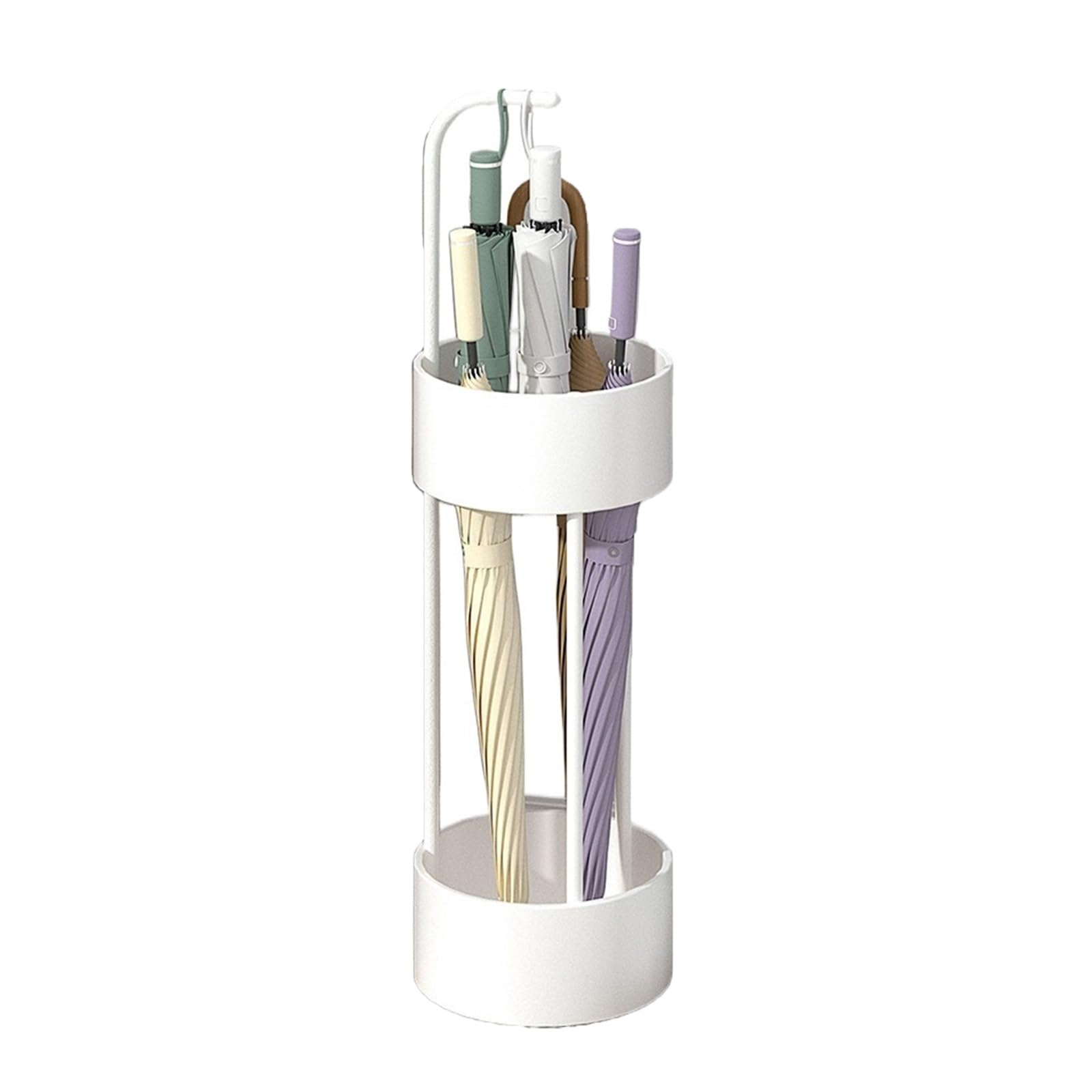 HYLYGFH Outdoor Umbrella Stand with Drip TrayMetal Umbrella Holder with Hook for Grocery Stores & SupermarketsWhite Size BStylish & Functional Entryway Accessory