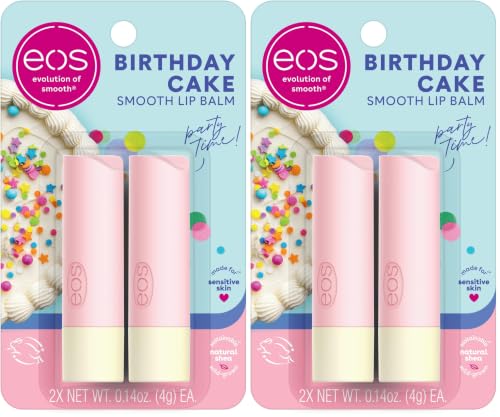 Image of eos Natural Shea Lip Balm- Birthday Cake, 0.14 oz, (Pack of 4)
