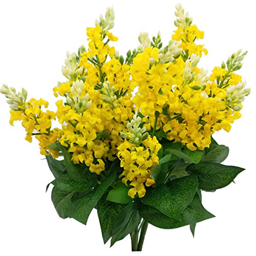 Guagb Artificial Fake Flowers Silk Plastic Plant Arrangement for Home Indoor Outdoor Garden Wedding Table Vase Decorations Faux Snapdragon Flower,3 Bouquets (Yellow)