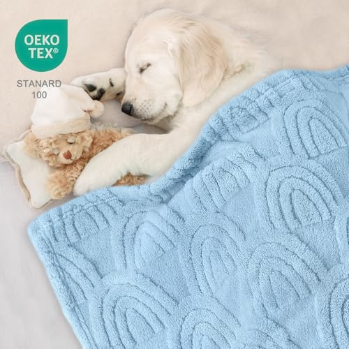 Image of HOMRITAR 3D Rainbow Fleece Fluffy Fuzzy Baby Blanket for Boys Girls