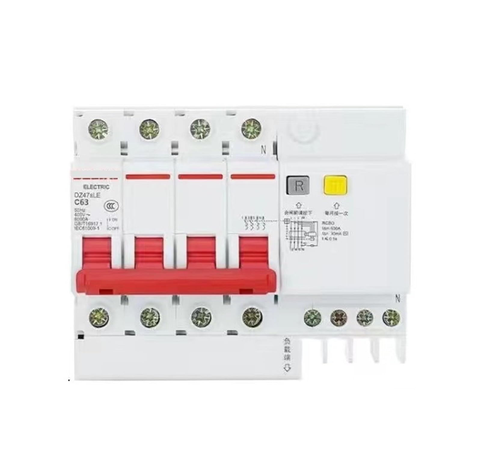 VSPPJYFG Leakage Protection Circuit Breaker 4P air Switch with Leakage Protection 32A 20A 40A 63A(DZ47SLE4PC63A)