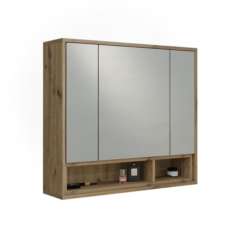 Vicco armadietto con specchio Beatrice, Cachemire/Rovere artigianale, 80 x 72 cm