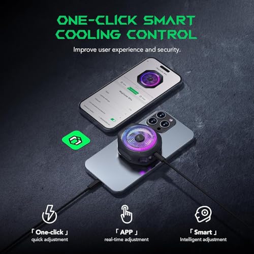 Image of Cubonic Black Shark MagCooler 4 Pro Magnetic RGB Light 27W Mobile Phone Cooler for Gaming, Video Streaming and Driving, Mobile Cooler for Phones, Tablets and Pads