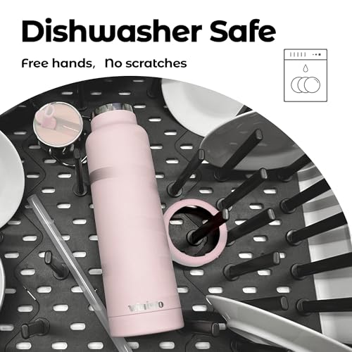 24 oz Insulated Slim Water Bottle with Flip Straw and Handle, Stainless Steel Water Bottles, Fits Car CupHolder, 100% Leak Proof, Keeps Drink Cold Up to 24 Hours, Sports/Gift (Light Pink) by winiwo - Used condition - Image 9
