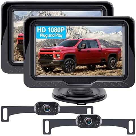 Backup Camera Ease Install for 2 Cars - 2-Pack, Plug & Play, HD 1080P Rear View Camera Kit, Waterproof, Night Vision for Car, Truck, SUV, Van Cover