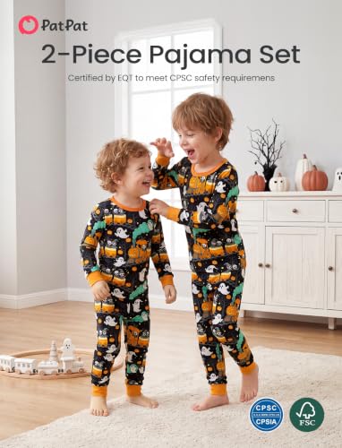 Image of PATPAT Toddler & Kids Pajama Sets with Bamboo Viscose, Snug Fit Pjs for Girls, All-Season Comfort Sleepwear, Ages 2-12 Years