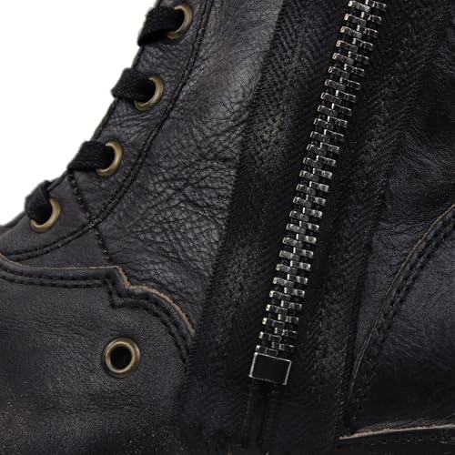 Image of Mens Chukka Biker Cowboy Stylish Motorcycle Combat Hiking Fashion Casual Cowhide Leather Ankle Side Zipper Boots CD-5008-8-Retro-US-R