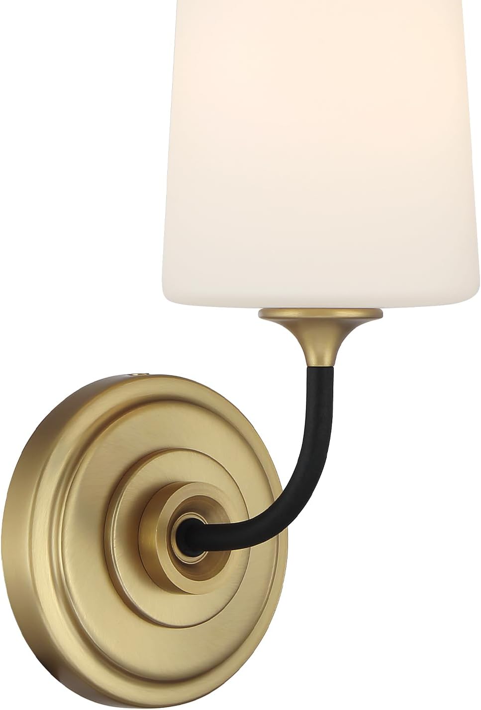 Crystorama Niles 1 Light Black Forged + Modern Gold Sconce with Sconce with Glass Shade