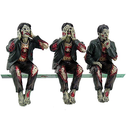 Walking Dead Zombie Undead See Hear Speak No Evil Set of Shelf Sitters Computer Top Statue Figurines by Pacific Giftware
