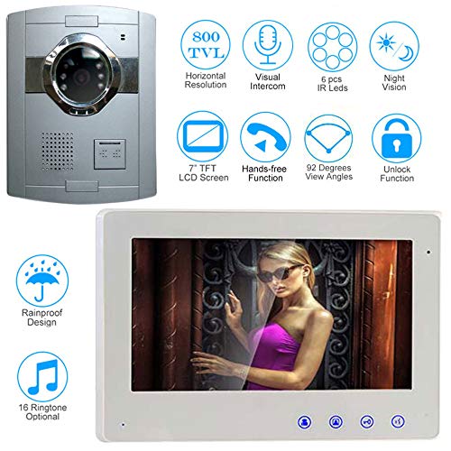 WWAVE 7 Pollici cablato Colore Video Porta Telefono Porta Campana Intercom Kit con infrarossi Night Vision monitoraggio all'aperto per Appartamento