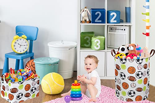 Image of Rectangular Basketball Baskets,Football Basket Organizer.Baseball Basket with Handles.Basketball Bins,Clothers,Books,Kid's Gifts Storage. (Ball)