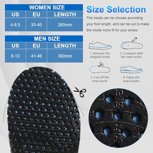 Image of XINIFOOT 3 Pairs Elastic Shock Absorbing Shoe Insoles Breathable Honeycomb Sneaker Inserts Sports Shoe Insole Replacement Insoles for Men (Black)